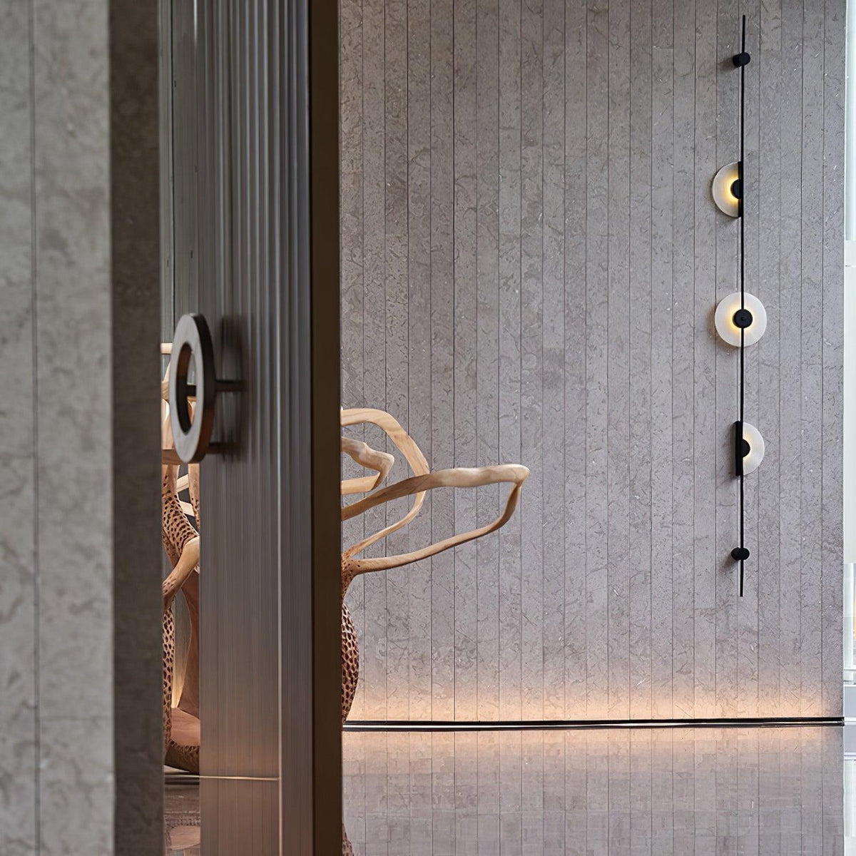 Alabaster Orb Vertical Wall Sconce