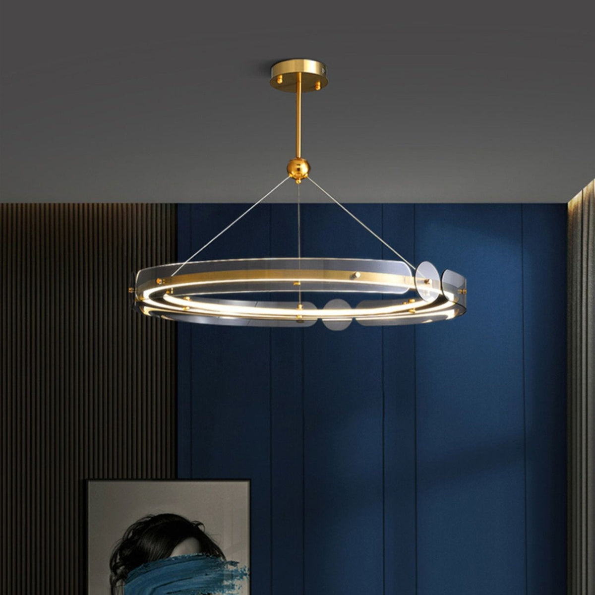 Arisha LED Pendant Light Modern Gold Metal Glass Ceiling Lamp for Dining Room Living Room