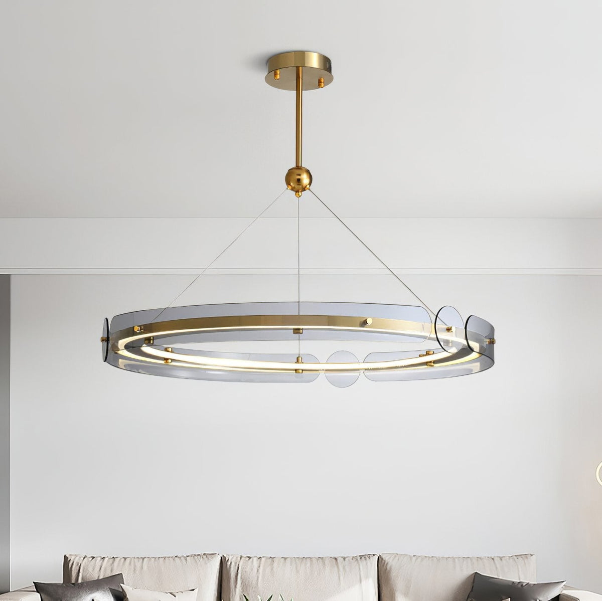 Arisha LED Pendant Light Modern Gold Metal Glass Ceiling Lamp for Dining Room Living Room