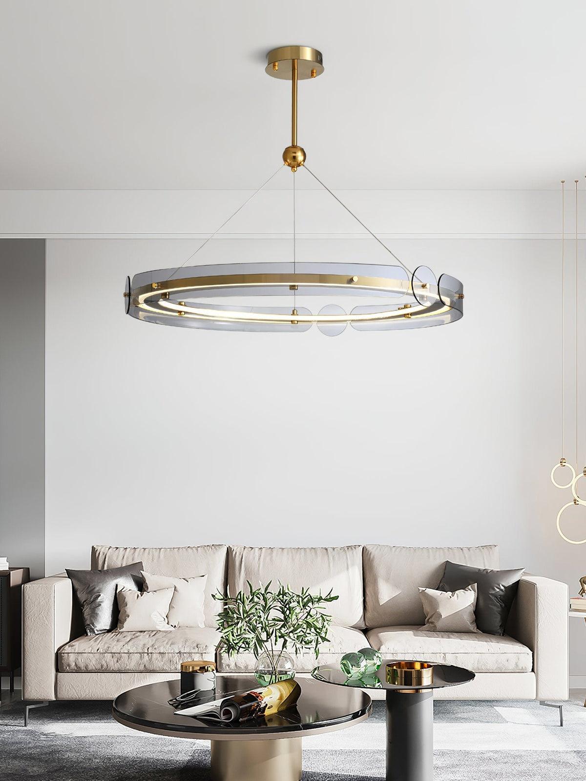 Arisha LED Pendant Light Modern Gold Metal Glass Ceiling Lamp for Dining Room Living Room