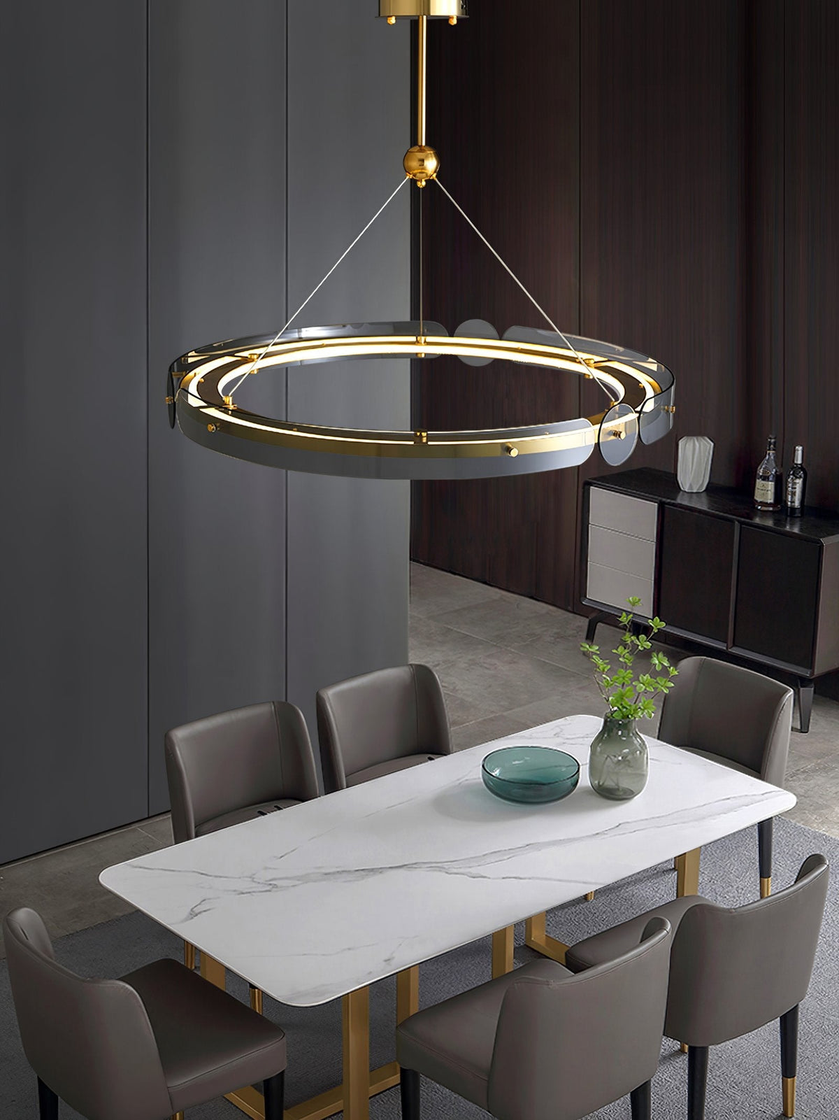 Arisha LED Pendant Light Modern Gold Metal Glass Ceiling Lamp for Dining Room Living Room