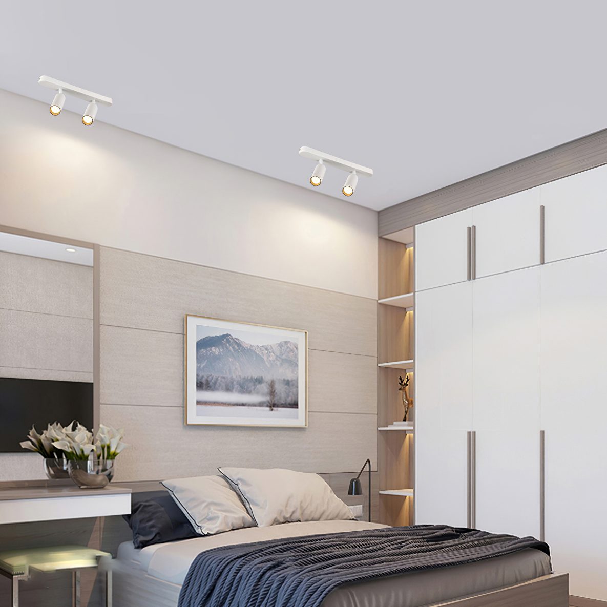 Modern LED Track Dual Head Downlight for Living Room & Bedroom