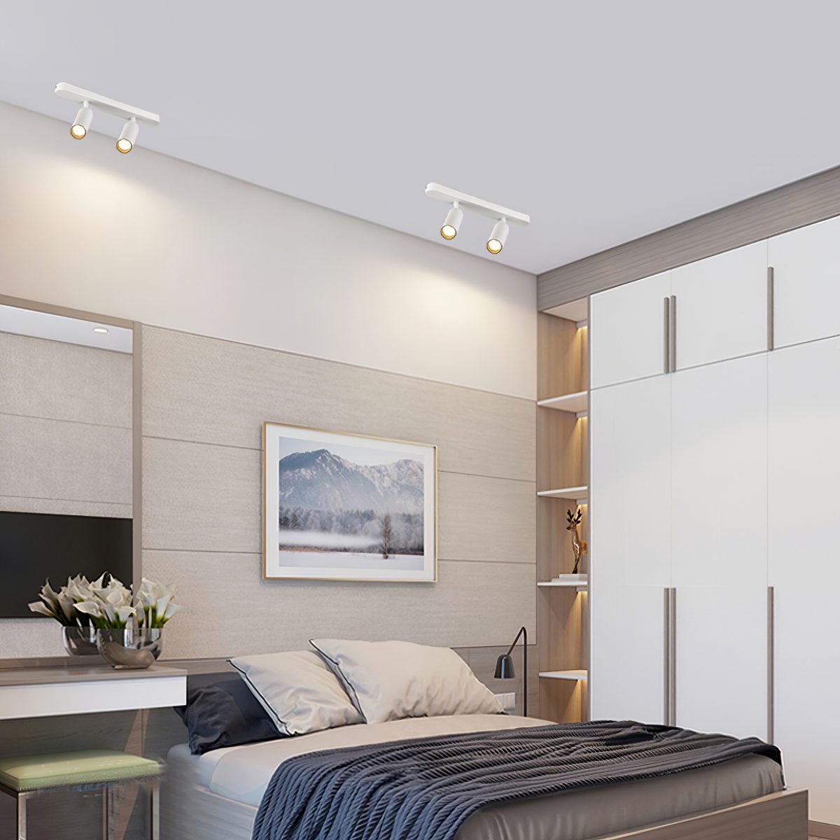 Modern LED Track Dual Head Downlight for Living Room & Bedroom
