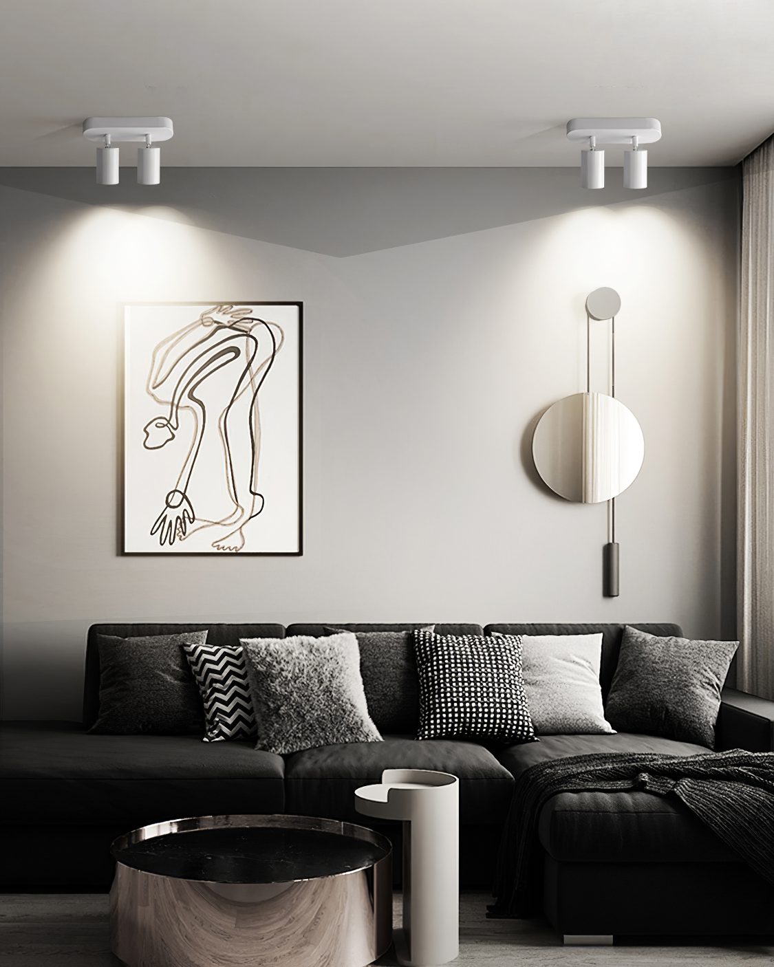 Modern LED Track Dual Head Downlight for Living Room & Bedroom