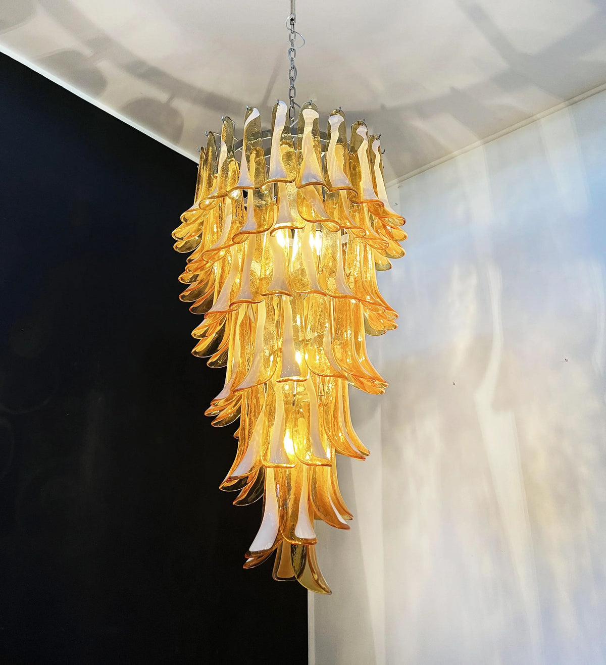 Beautiful Murano Amber Petals Spiral Chandelier