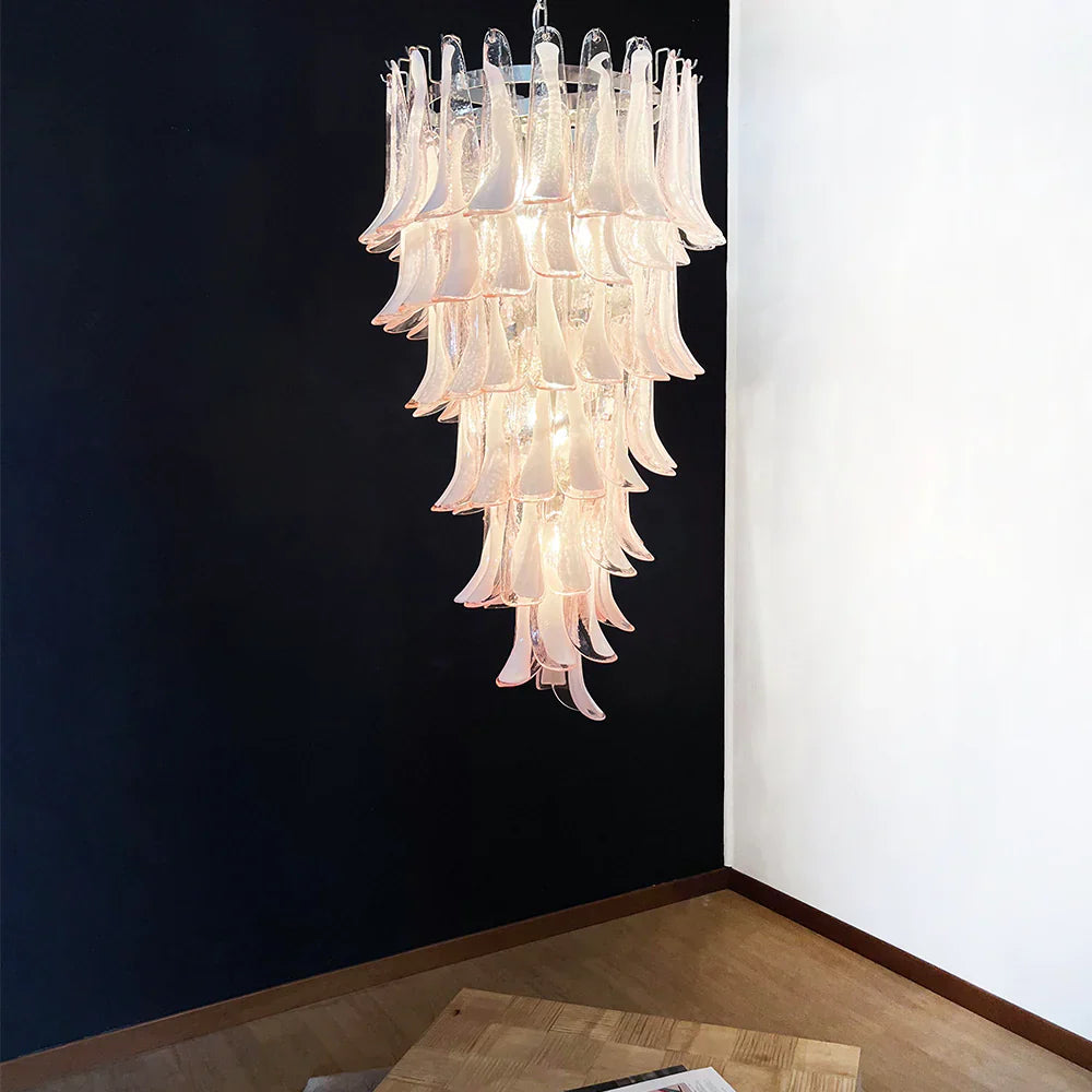 Beautiful Murano Pink Petals Spiral Chandelier