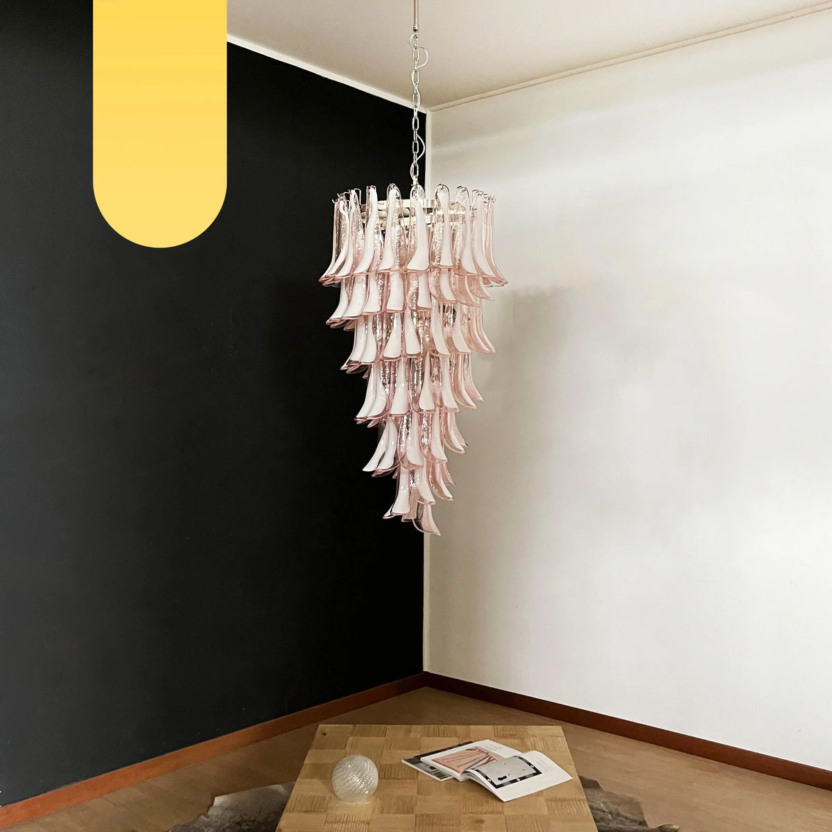 Beautiful Murano Pink Petals Spiral Chandelier
