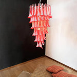 Beautiful Murano Red Petals Spiral Chandelier
