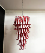 Beautiful Murano Red Petals Spiral Chandelier