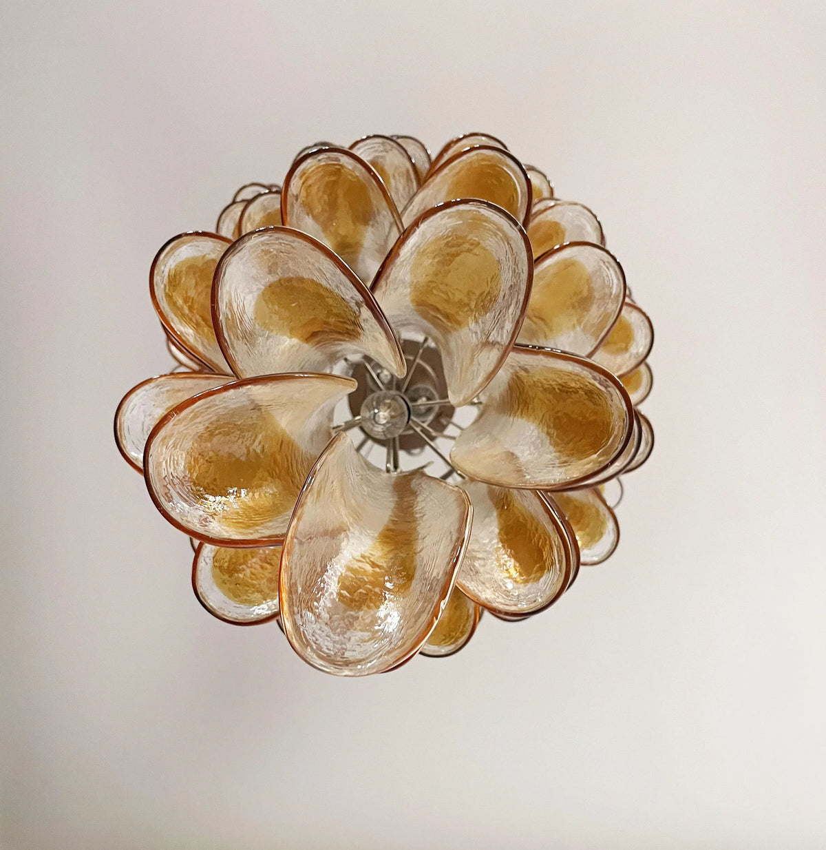 Beautiful Murano Transparent Amber Spiral Chandelier