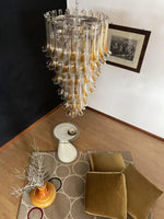Beautiful Murano Transparent Amber Spiral Chandelier