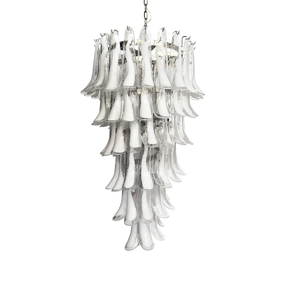 Beautiful Murano Transparent Petals Spiral Chandelier