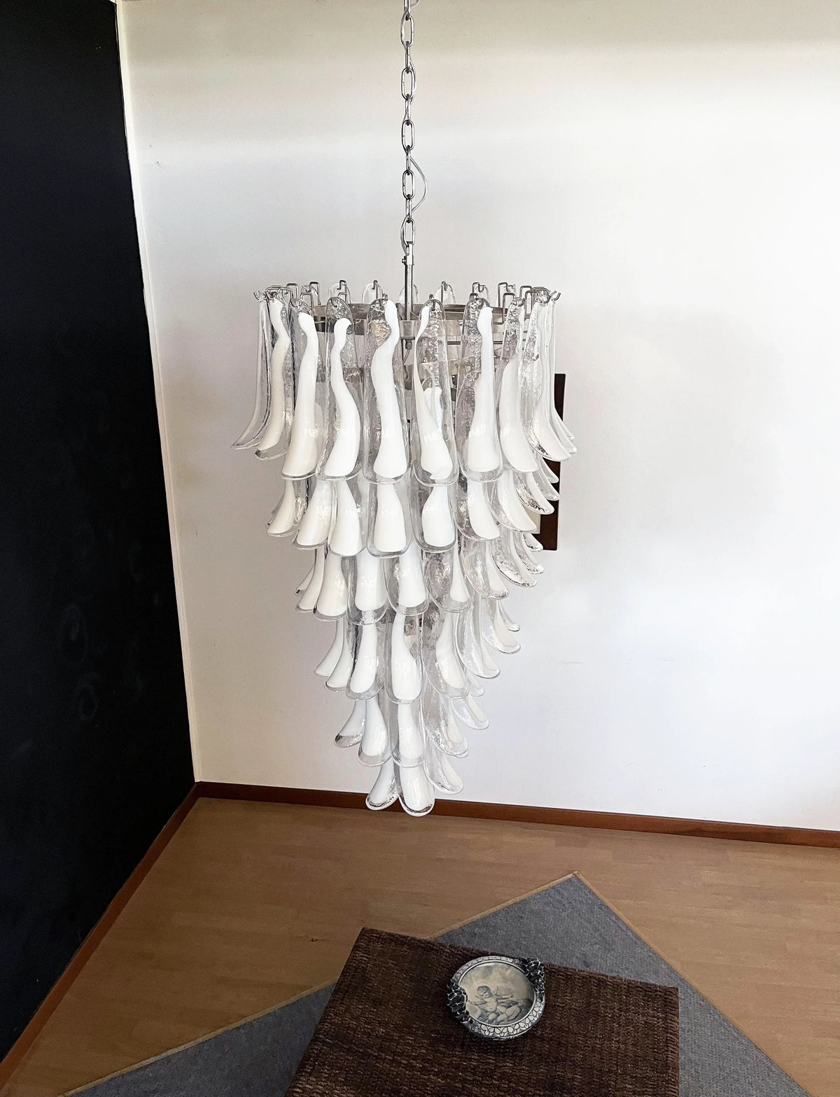 Beautiful Murano Transparent Petals Spiral Chandelier
