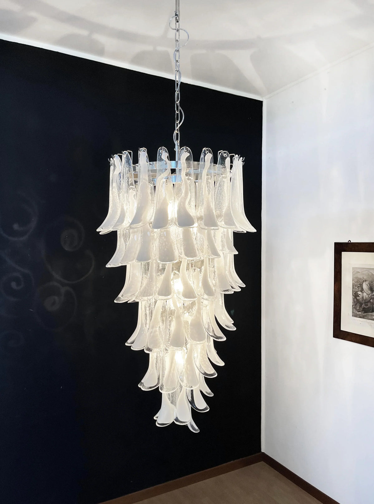 Beautiful Murano Transparent Petals Spiral Chandelier