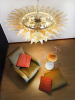Beautifully Murano Palmette Amber Transparent Chandelier