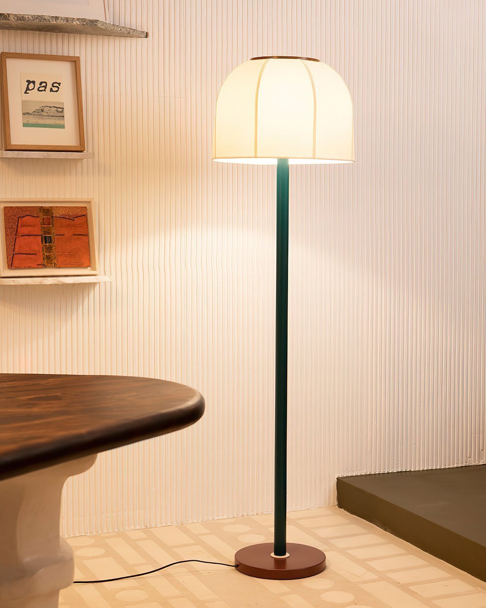 Big Bell Floor Lamp – Modern Luxury Fabric Lampshade, 1980s Style, Living Room & Bedroom
