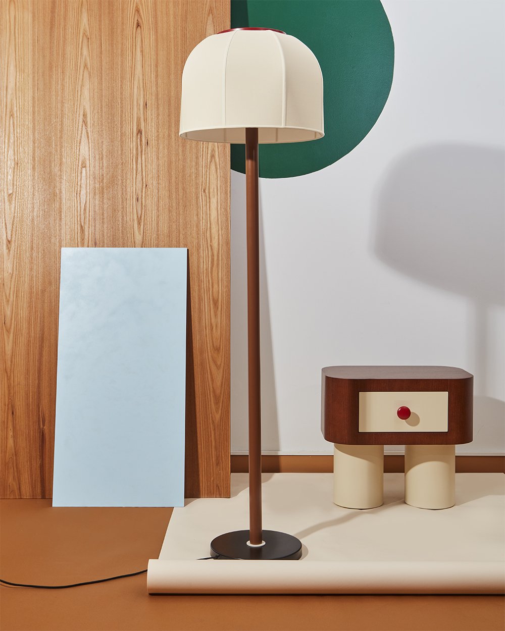 Big Bell Floor Lamp – Modern Luxury Fabric Lampshade, 1980s Style, Living Room & Bedroom