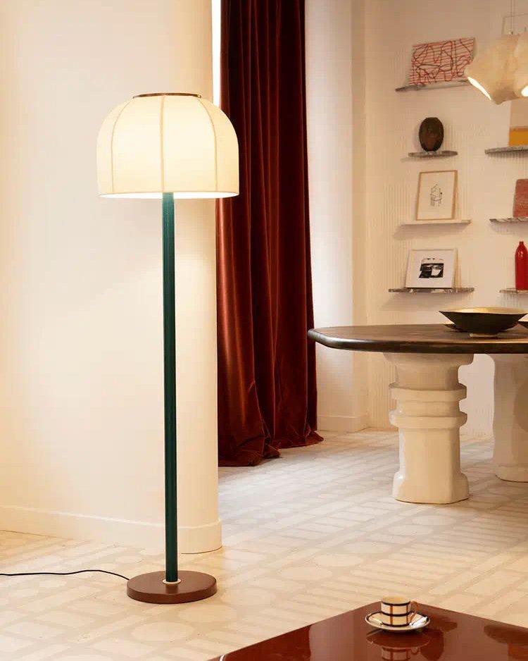 Big Bell Floor Lamp – Modern Luxury Fabric Lampshade, 1980s Style, Living Room & Bedroom