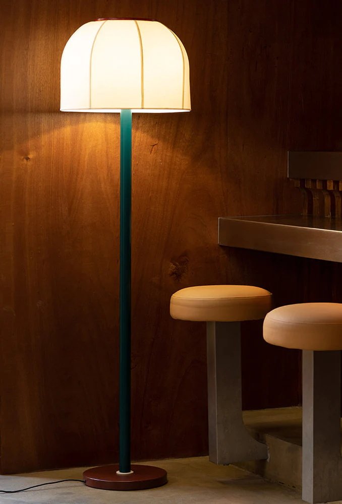 Big Bell Floor Lamp – Modern Luxury Fabric Lampshade, 1980s Style, Living Room & Bedroom