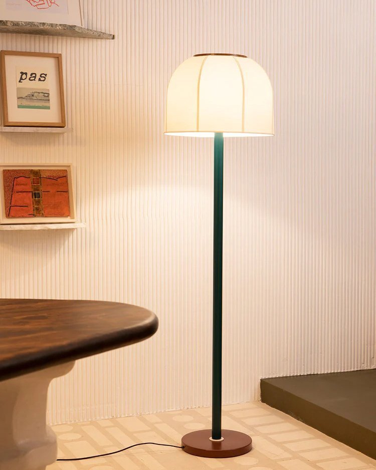 Big Bell Floor Lamp – Modern Luxury Fabric Lampshade, 1980s Style, Living Room & Bedroom