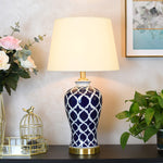 Blue and White Hope Table Lamp – Modern Ceramic Bedside Lighting for Living Room, Bedroom, and Office