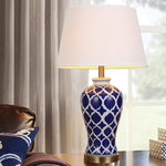 Blue and White Hope Table Lamp – Modern Ceramic Bedside Lighting for Living Room, Bedroom, and Office