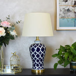 Blue and White Hope Table Lamp – Modern Ceramic Bedside Lighting for Living Room, Bedroom, and Office