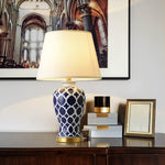 Blue and White Hope Table Lamp – Modern Ceramic Bedside Lighting for Living Room, Bedroom, and Office