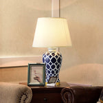 Blue and White Hope Table Lamp – Modern Ceramic Bedside Lighting for Living Room, Bedroom, and Office