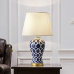Blue and White Hope Table Lamp – Modern Ceramic Bedside Lighting for Living Room, Bedroom, and Office