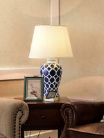 Blue and White Hope Table Lamp – Modern Ceramic Bedside Lighting for Living Room, Bedroom, and Office