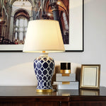 Blue and White Hope Table Lamp – Modern Ceramic Bedside Lighting for Living Room, Bedroom, and Office