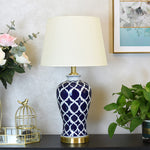 Blue and White Hope Table Lamp – Modern Ceramic Bedside Lighting for Living Room, Bedroom, and Office