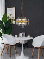 Brass Chandelier with Clear Glass Rods Shade