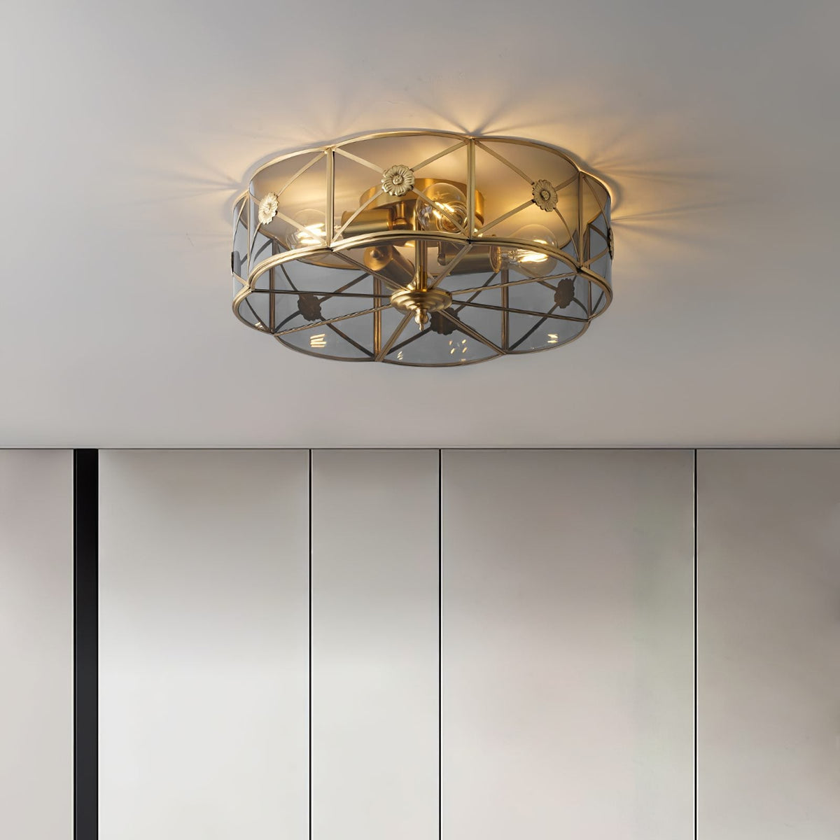 Carved Brass Ceiling Lamp