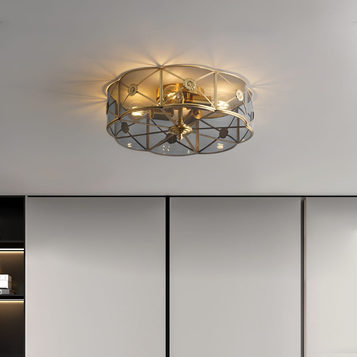 Carved Brass Ceiling Lamp