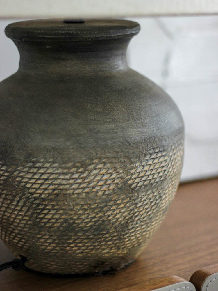 Carved Ceramic Table Lamp for Living Room | Handcrafted Luxury Lighting