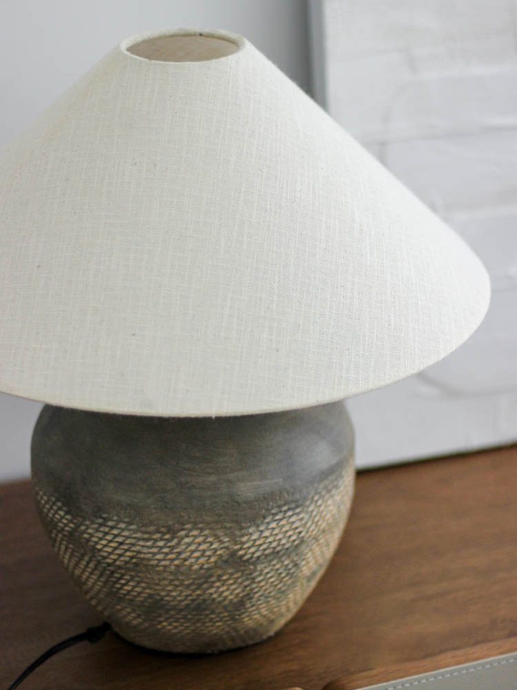 Carved Ceramic Table Lamp for Living Room | Handcrafted Luxury Lighting