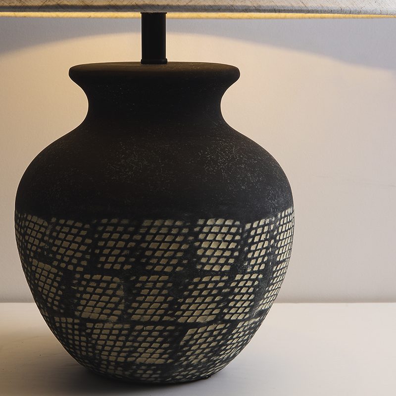 Carved Ceramic Table Lamp for Living Room | Handcrafted Luxury Lighting
