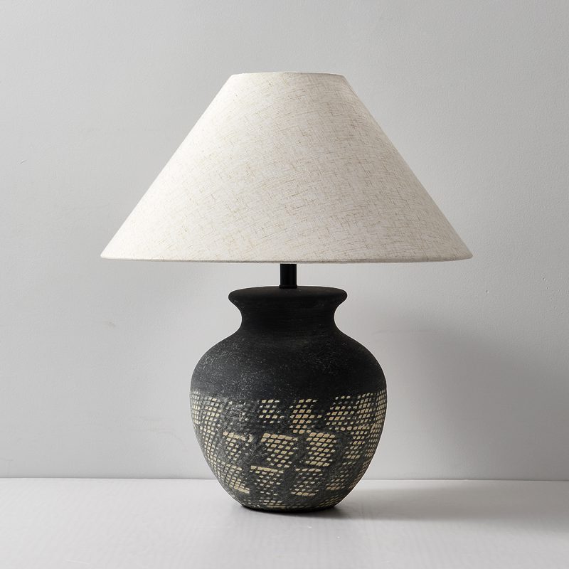Carved Ceramic Table Lamp for Living Room | Handcrafted Luxury Lighting