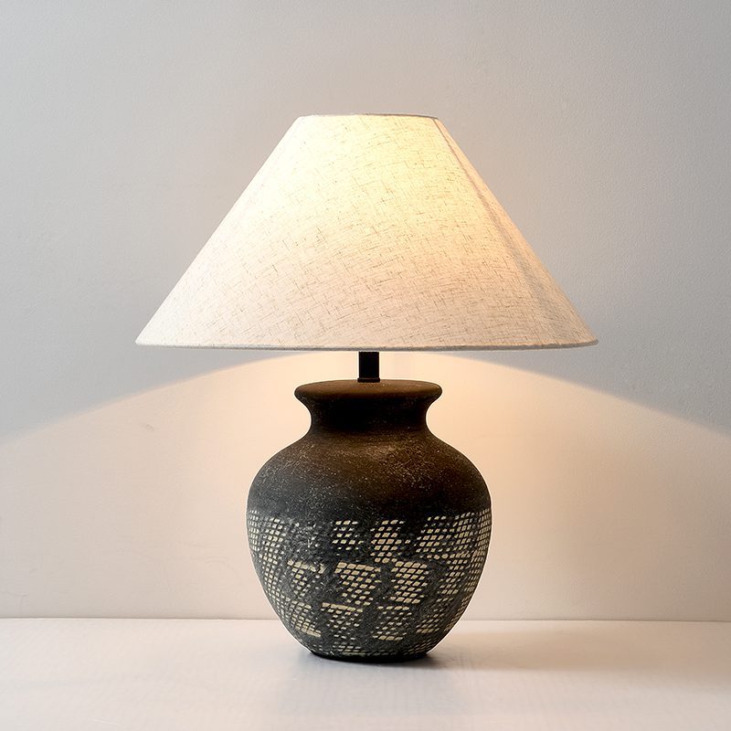 Carved Ceramic Table Lamp for Living Room | Handcrafted Luxury Lighting