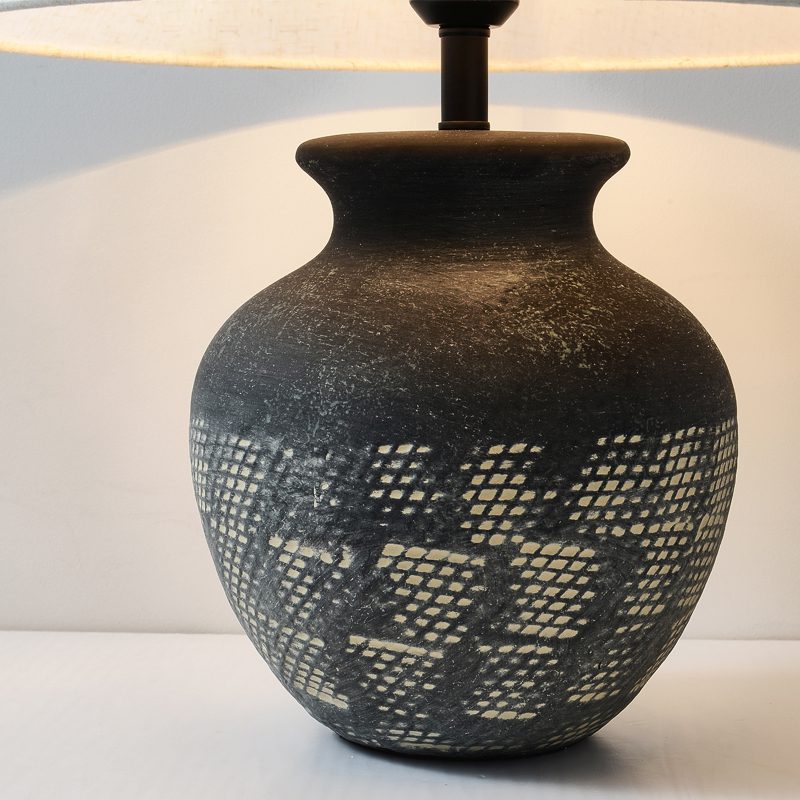 Carved Ceramic Table Lamp for Living Room | Handcrafted Luxury Lighting