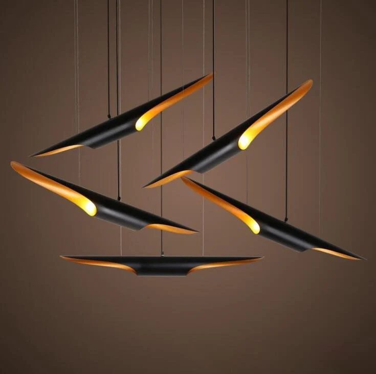 Modern Matte Black Gold Pendant Light Adjustable Luxury Hanging Lamp
