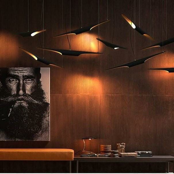 Modern Matte Black Gold Pendant Light Adjustable Luxury Hanging Lamp