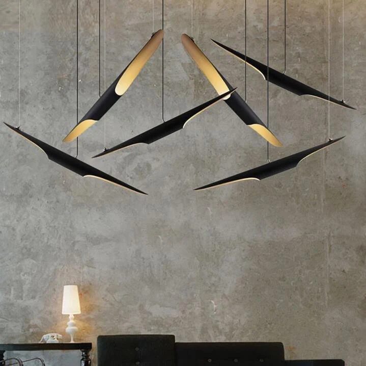 Modern Matte Black Gold Pendant Light Adjustable Luxury Hanging Lamp