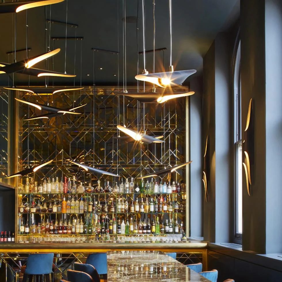 Modern Matte Black Gold Pendant Light Adjustable Luxury Hanging Lamp