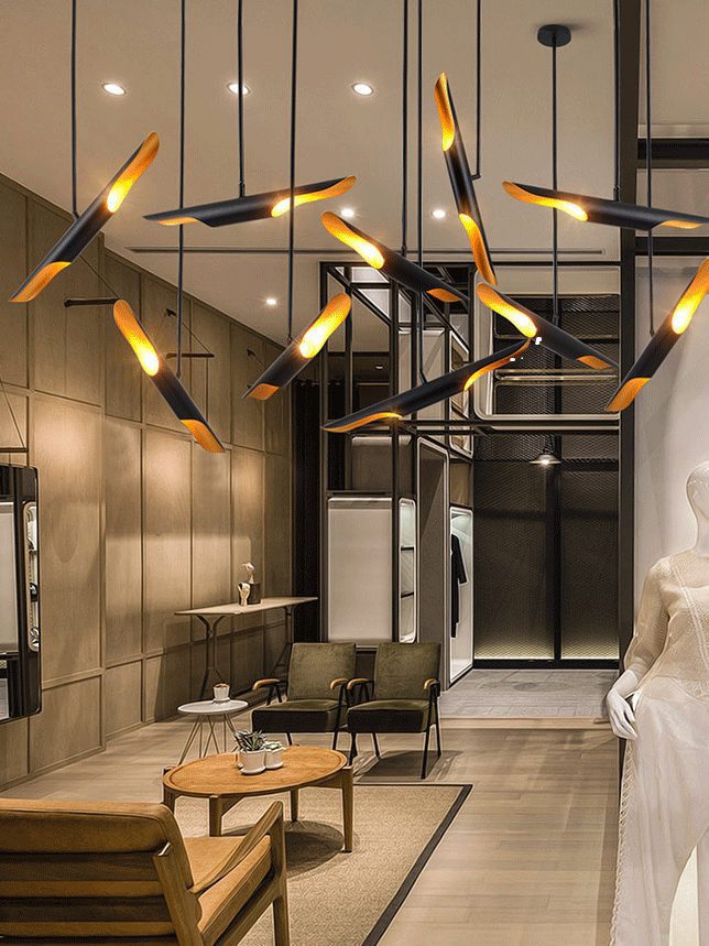 Modern Matte Black Gold Pendant Light Adjustable Luxury Hanging Lamp