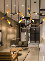 Modern Matte Black Gold Pendant Light Adjustable Luxury Hanging Lamp