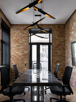 Modern Matte Black Gold Pendant Light Adjustable Luxury Hanging Lamp