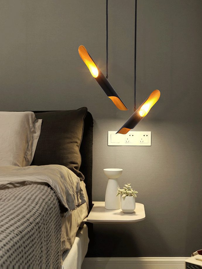 Modern Matte Black Gold Pendant Light Adjustable Luxury Hanging Lamp